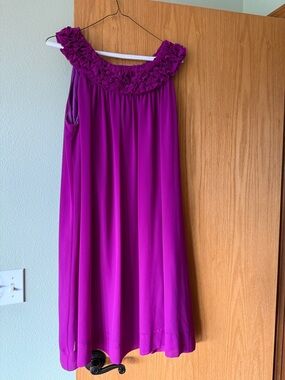 Eliza J Fuchsia Ruffled Neck A-Line Dress